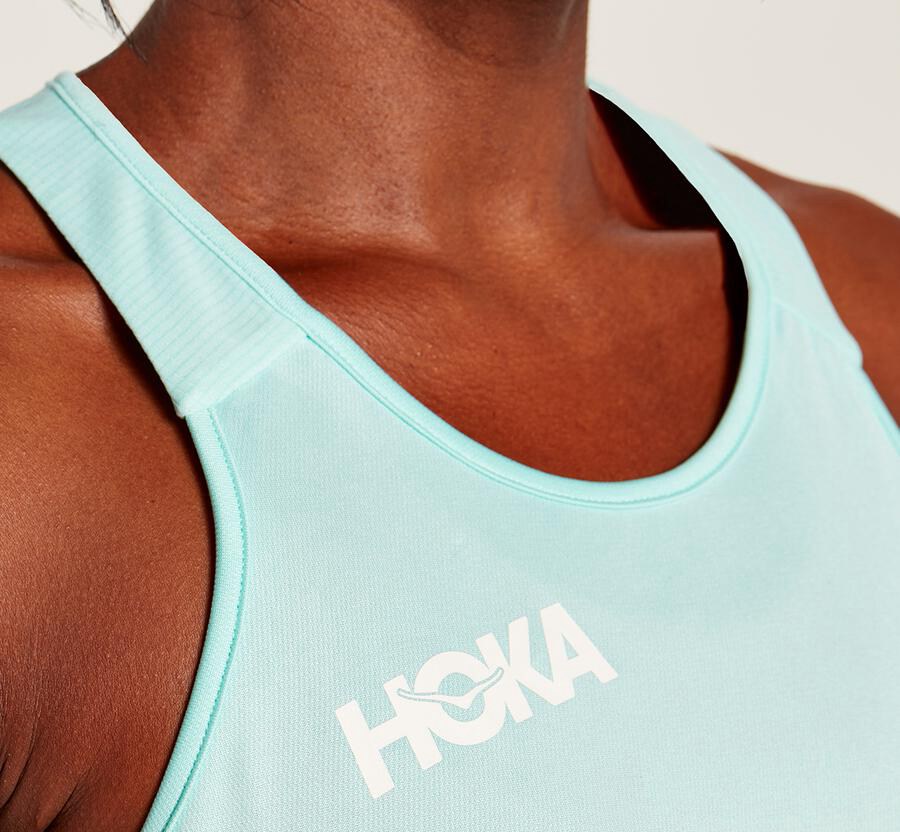 Top Hoka One One Mujer Azules - Performance Tank - RHSU02843